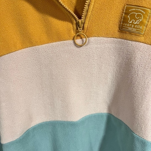 Ivory Ella Fleece 1/4 zip colorblock sweatshirt Size Small Y2K Casual Cozy Warm - Picture 7 of 8